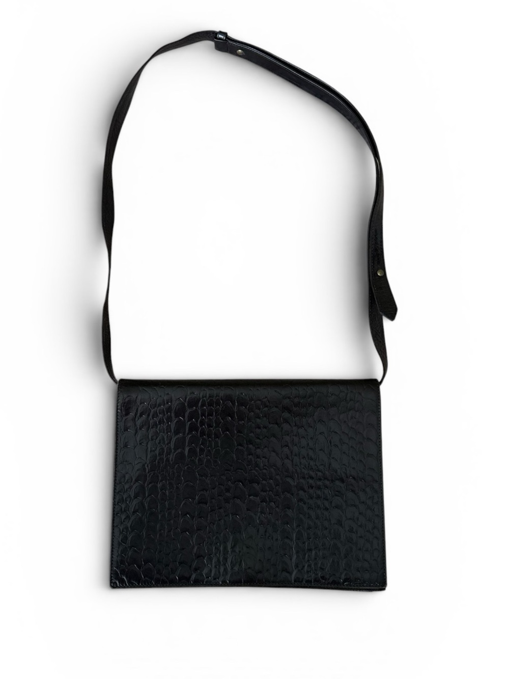 Ann Taylor Vintage Genuine Leather Croc-Embossed Flap Shoulder Bag - Picture 3 of 10